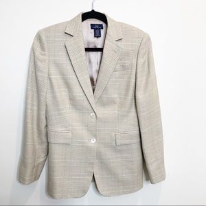 Brooks Brothers 346 Cream and Tan Houndstooth Blazer Size 4